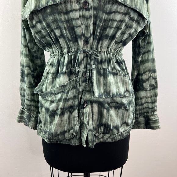 & Other Stories Green Stockholm Atelier Drawstring Button Front Blouse Jacket 4 - Picture 4 of 8